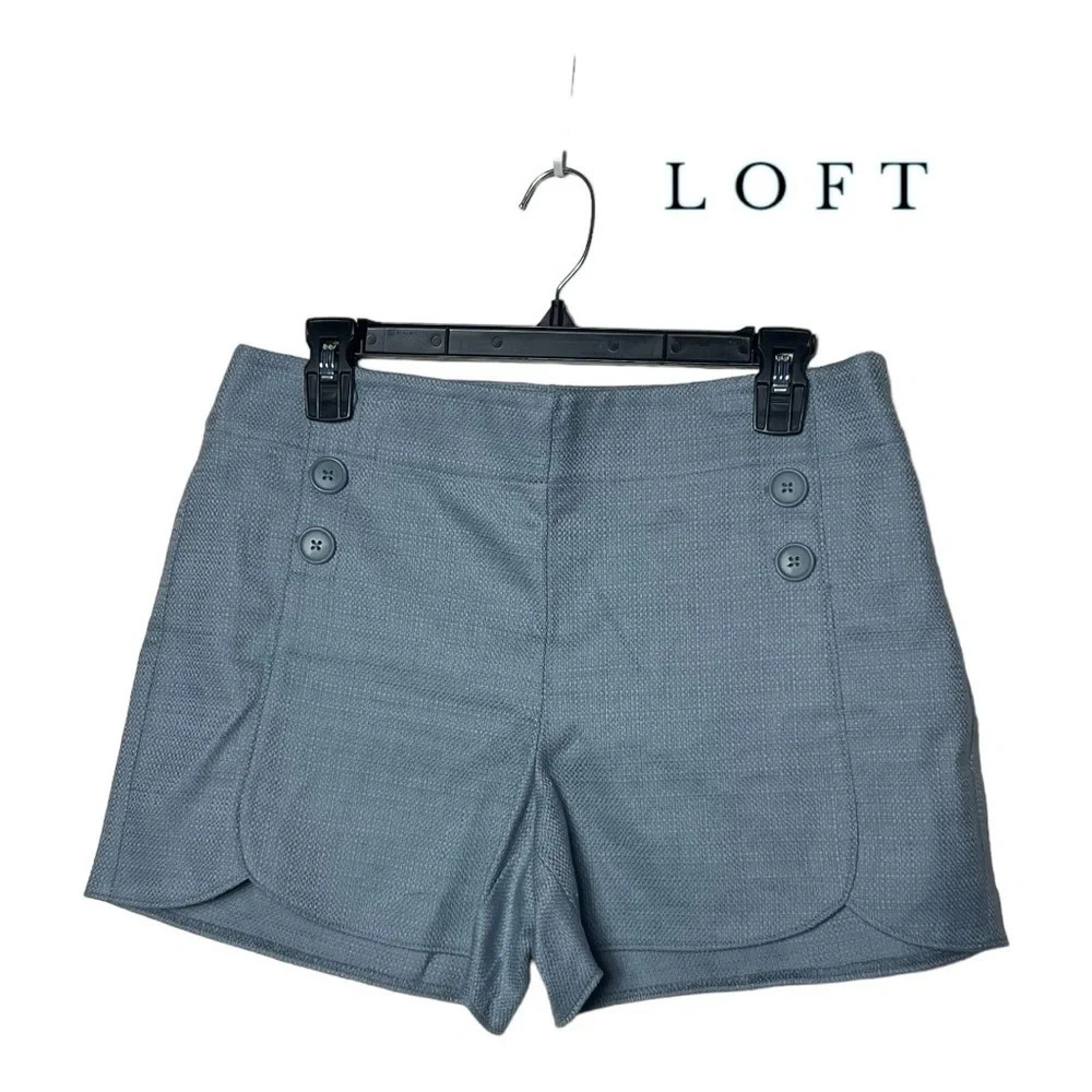 1623. LOFT THE RIVIERA SHORT SLATE BLUE IN COLOR; SIZE 6 100% COTTON KNITTED